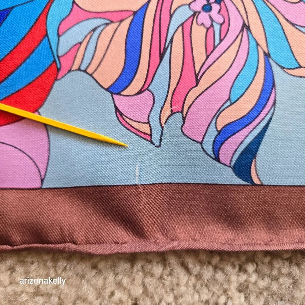 Eleganzza Silk Twill Scarf Floral Hand Rolled Edges